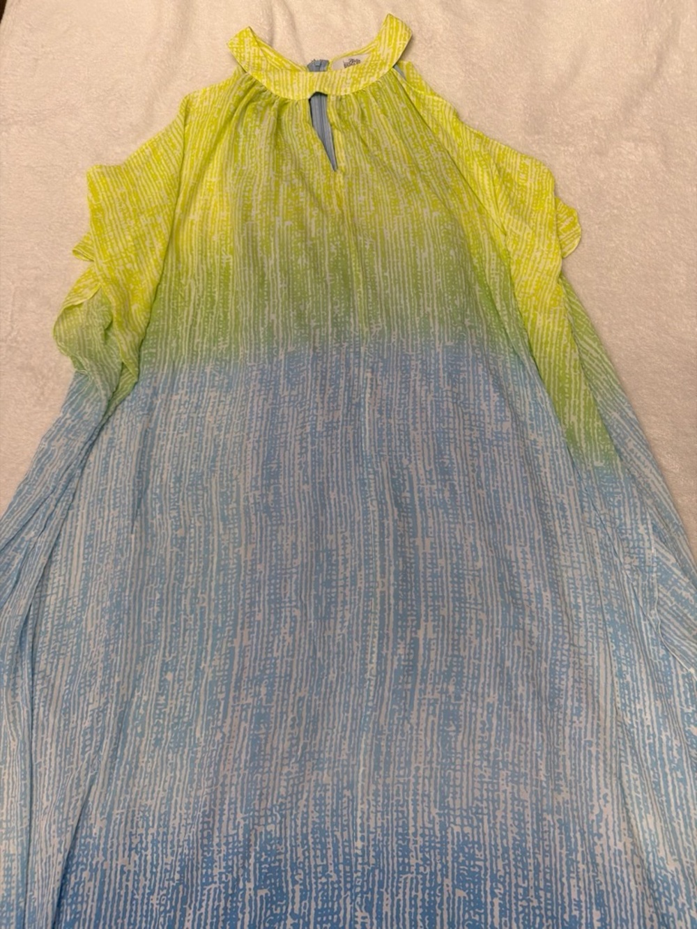 Badgley Mischka Yellow to Blue Ombre Halter Tunic